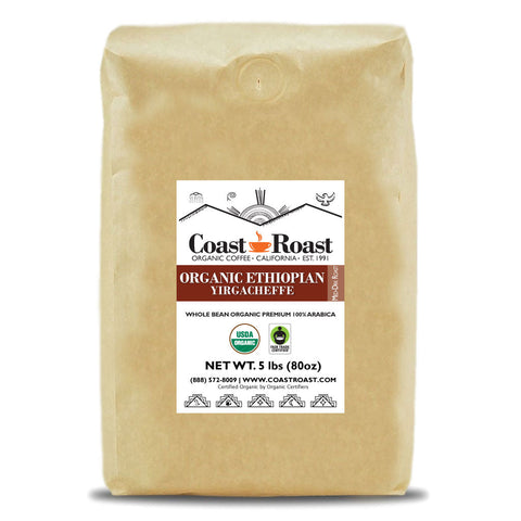 Organic Ethiopian Yirgacheffe Medium-Dark Whole Bean Coffee