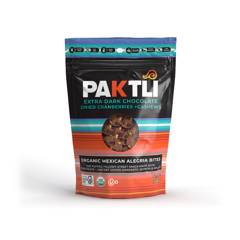 Extra Dark Chocolate Cranberries Cashews Alegria Bites Organic Mexican