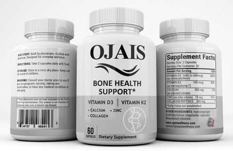 Bone Support Calcium Zinc Vitamin D3 K2 Supplement Ojais Wellness