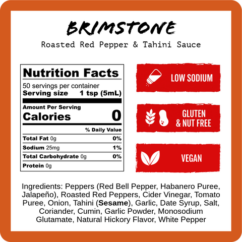 Roasted Red Pepper & Tahini Hot Sauce Brimstone (9oz)