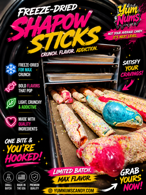 Freeze-Dried Fruit Roll-Up Candy 25 Pack Bulk Box Shapow Sticks™