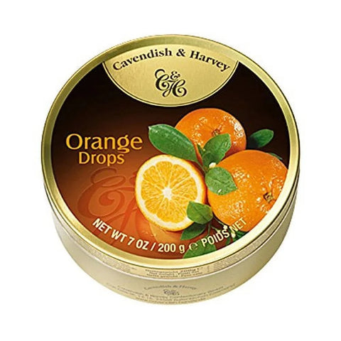Candy Tin Orange Juicy Orange Drops 5.3 oz CAVENDISH & HARVEY