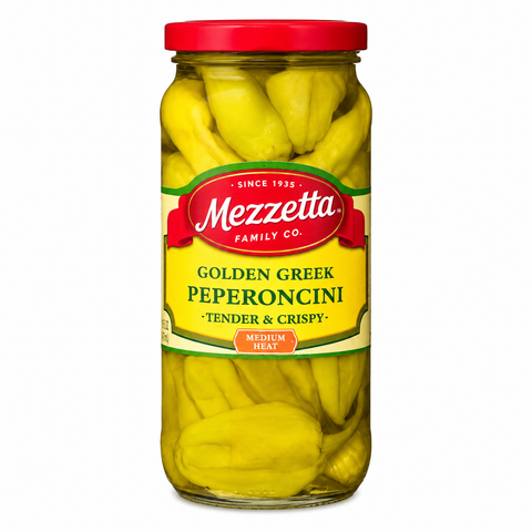 Golden Greek Peperoncini 16 oz Peppers Mezzetta