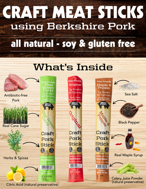 Craft Pork Snack Sticks One Case 20 Sticks Big Fork Brands