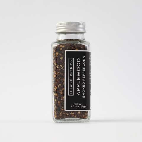 Applewood Smoked Peppercorn Half-Cracked Black Peppercorns Texas Salt Co