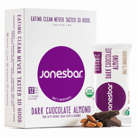 Dark Chocolate Almond Healthy Snack Bar Box of 12 Jonesbar