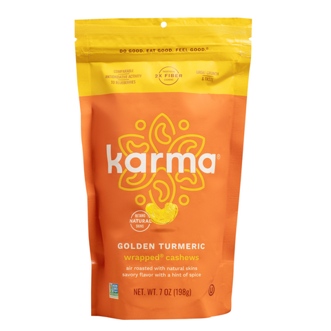 Golden Turmeric Wrapped Cashews Air-Roasted Snack Karma
