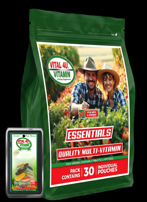 Essential 30-Day Multivitamin Daily Support Pouch Vital 4U
