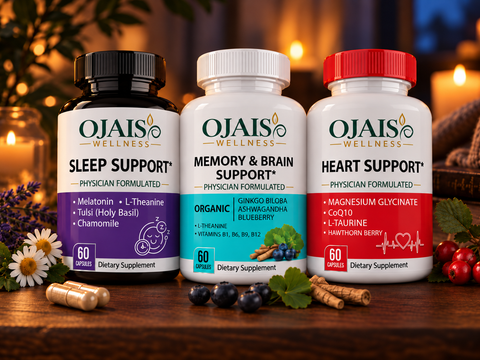 Evening Relax Trio Sleep Support Memory & Brain Support Heart Support Ojais Wellness