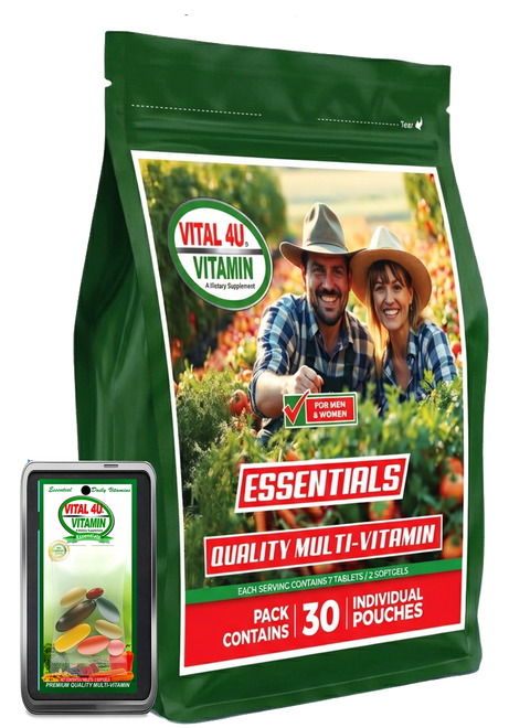 Essential 30-Day Multivitamin Daily Support Pouch Vital 4U