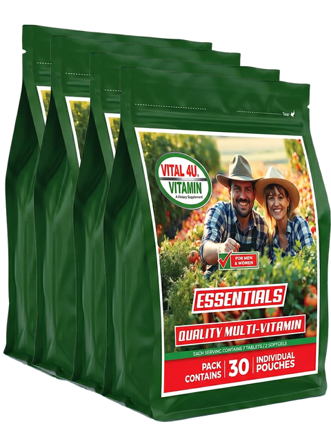 Essential 30-Day Multivitamin Daily Support Pouch Vital 4U