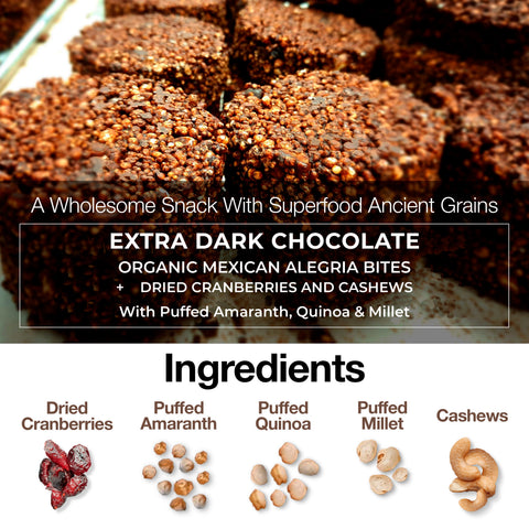 Extra Dark Chocolate Cranberries Cashews Alegria Bites Organic Mexican