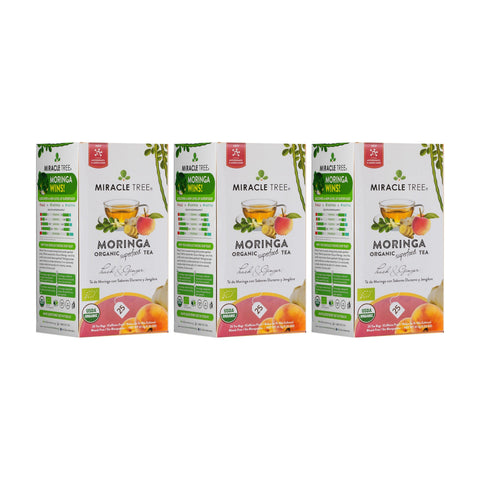 Organic Moringa Tea - Peach & Ginger - Caffeine-Free Herbal Tea