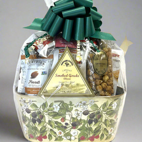 Large Berry Gift Tin Basket - Gourmet Food Gift for Sympathy & Corporate Occasions