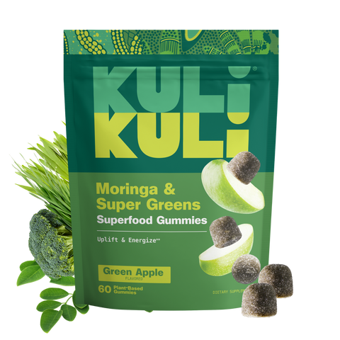 Super Greens & Moringa Gummies Green Apple Flavor Energy Supplement