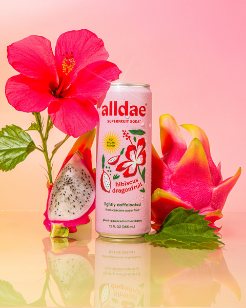 Hibiscus Dragonfruit Superfruit Soda Can 12 oz 12 Pack AllDae