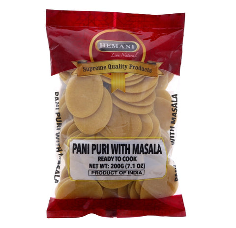 HEMANI Pani Puri Coins I Comes with Masala I Microwaveable I Ready to Cook Poori - 200g (7.1 oz) - All Natural I Vegan I Non-GMO - Indian Origin