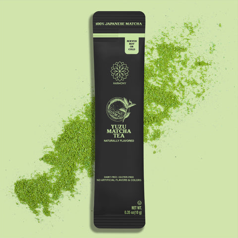 Harmony Matcha Yuzu – Premium Shade-Grown Japanese Matcha, Sweetened with Organic Sugar (10 Stick Packs)