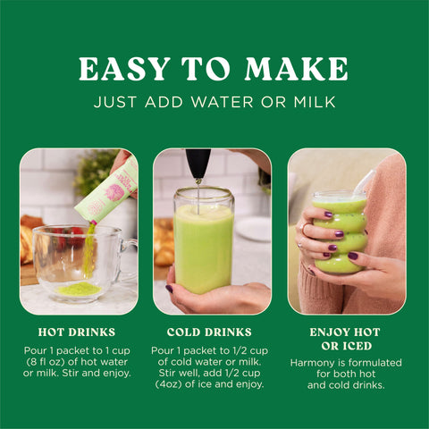 Harmony Matcha Vanilla – Premium Shade-Grown Japanese Matcha, Sweetened with Organic Sugar, 20 Servings