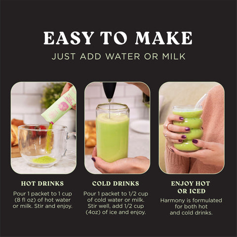 Harmony Matcha Yuzu – Premium Shade-Grown Japanese Matcha, Sweetened with Organic Sugar (10 Stick Packs)