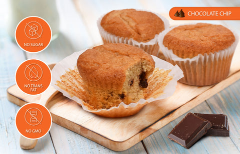 Carbolicious Chocolate Chip Muffin Low-Carb Sugar Free - 6 Pack - Only 3g Carbs per Muffin! Keto Atkins Friendly
