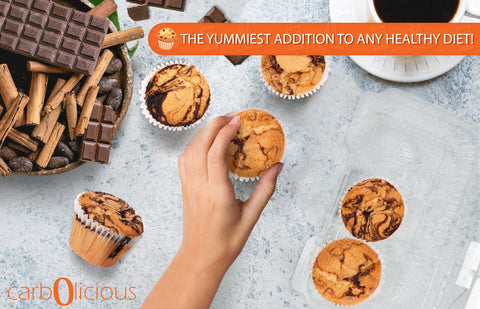 Carbolicious Marble Muffin Home-Style Low-Carb Sugar Free - 6 Pack - 3g Net Carbs per Muffin