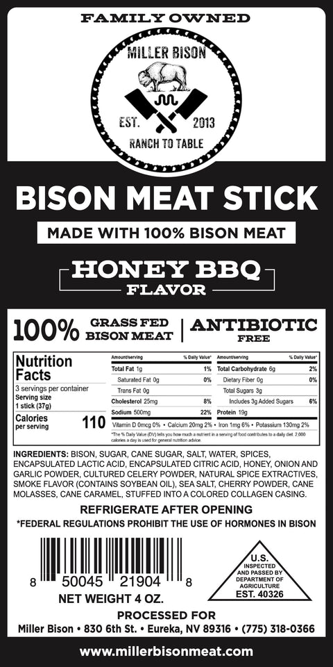 Carnivore Original Meat Stick Pack 4 oz Miller Bison