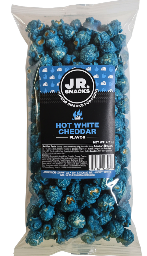 Hot White Cheddar Tangy Spicy Popcorn Junior Snacks Co.