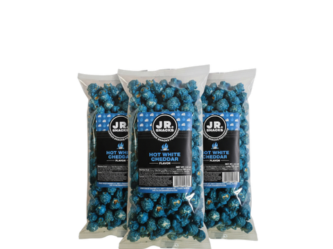 Hot White Cheddar Tangy Spicy Popcorn Junior Snacks Co.