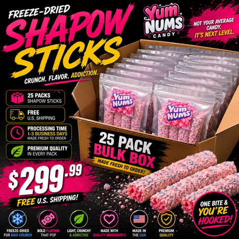 Freeze-Dried Fruit Roll-Up Candy 25 Pack Bulk Box Shapow Sticks™