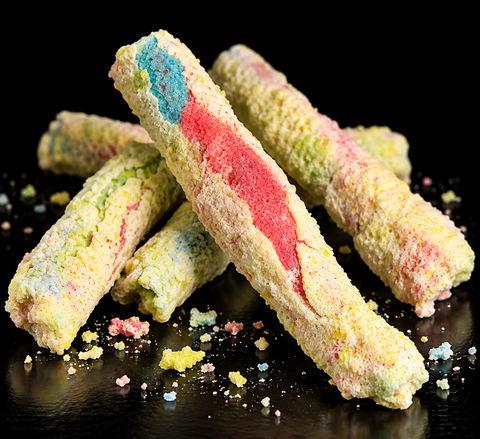 Freeze-Dried Crunchy Fruit Roll-Up Candy Shapow Sticks by YumNums Candy