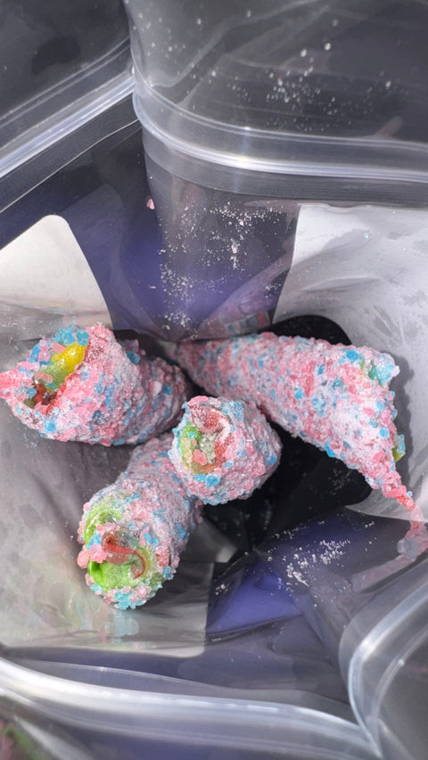Freeze-Dried Crunchy Fruit Roll-Up Candy Shapow Sticks by YumNums Candy