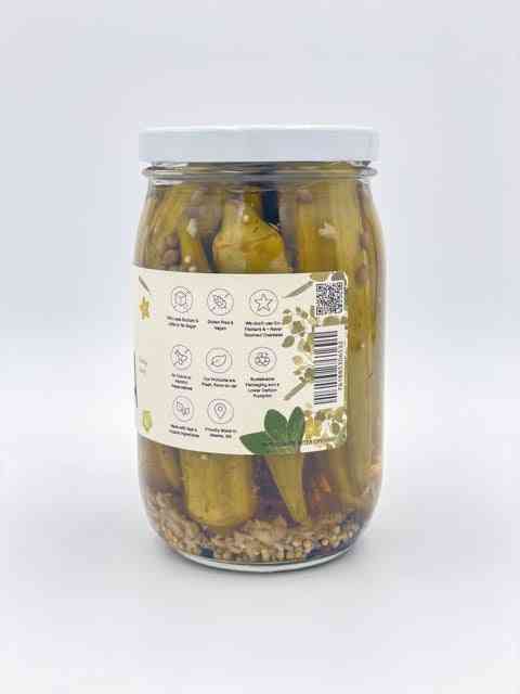 Southern Pickled Okra Crisp Tangy 17 oz Glass Jar