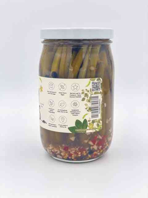 Spicy Green Beans Brined 17 oz Glass Jar
