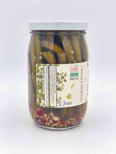 Spicy Green Beans Brined 17 oz Glass Jar