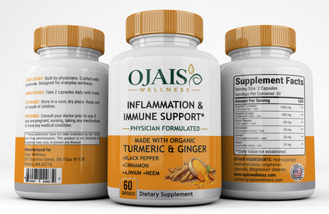 Turmeric Ginger Inflammation & Immune Support Supplement Ojais Wellness