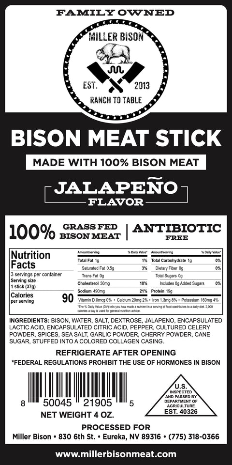 Carnivore Original Meat Stick Pack 4 oz Miller Bison