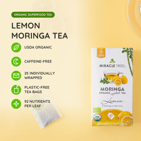 Organic Moringa Tea - Lemon - Caffeine-Free Herbal Tea