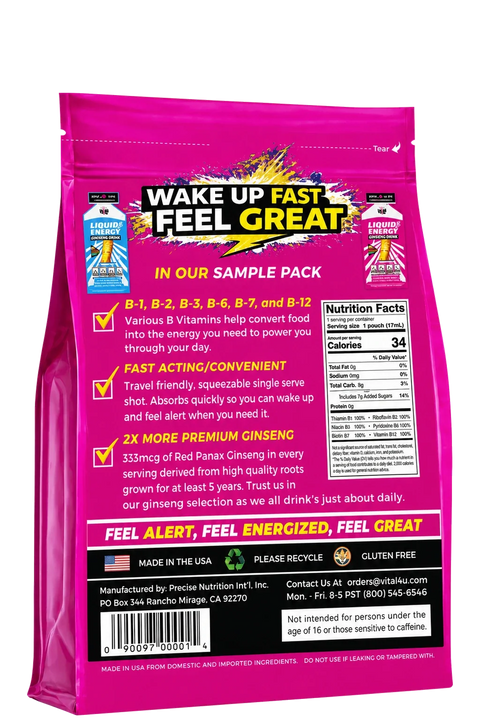 Liquid Energy Ginseng Sample Pack 6 Pouches Vital 4U