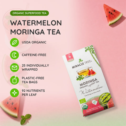 Organic Moringa Tea - Watermelon - Caffeine-Free Herbal Tea