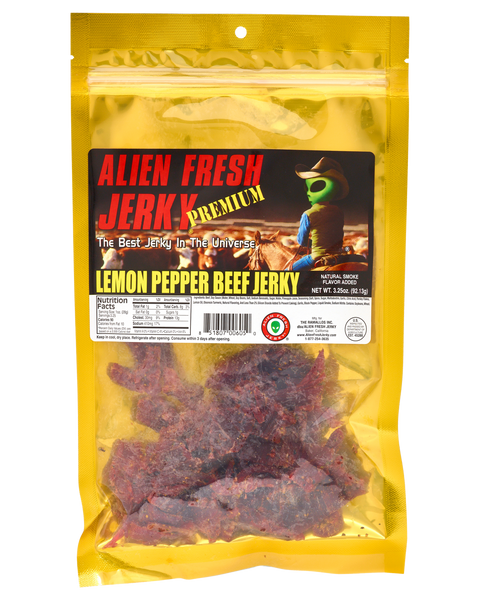 Lemon Pepper Top Round Jerky Alien Fresh Jerky