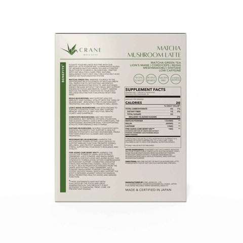 Matcha Mushroom Premium Japanese Matcha Latte Crane Wellness