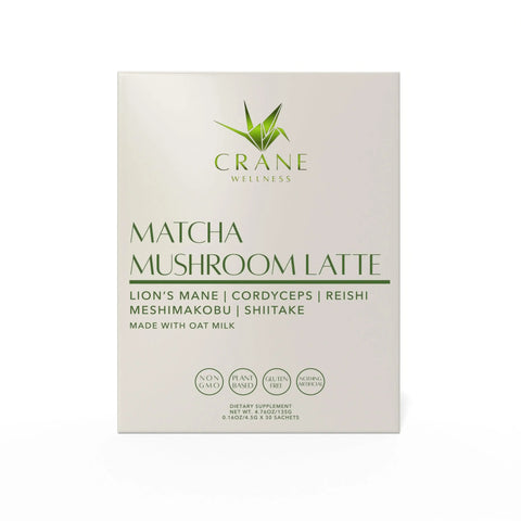 Matcha Mushroom Premium Japanese Matcha Latte Crane Wellness