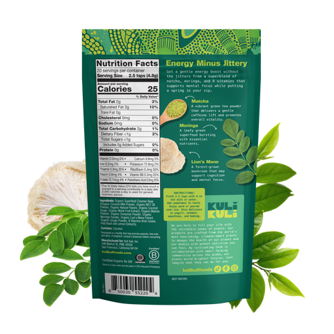 Matcha Moringa Superfood Latte for Energy & Focus Kuli Kuli