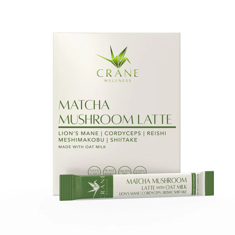 Matcha Mushroom Premium Japanese Matcha Latte Crane Wellness