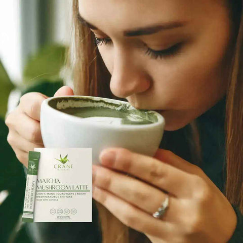 Matcha Mushroom Premium Japanese Matcha Latte Crane Wellness