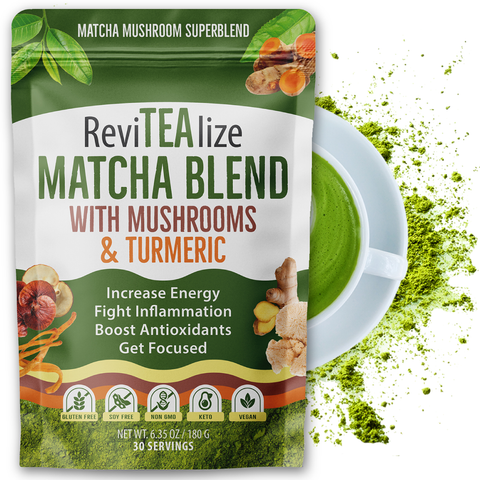 Matcha Mushroom Blend Organic Ceremonial Grade 30 Servings ReviTEAlize