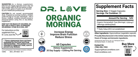 Moringa 1200mg Superfood Supplement Dr Love's