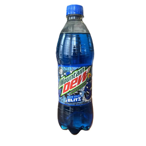 Mountain Dew Blue Razz Blitz Sour Blue Raspberry Mountain Dew Soda 600mL Australia