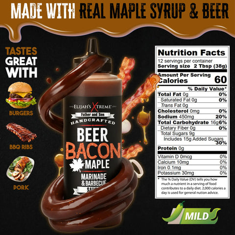 Beer Bacon Maple BBQ Sauce Sweet Smoky Marinade Elijah's Xtreme